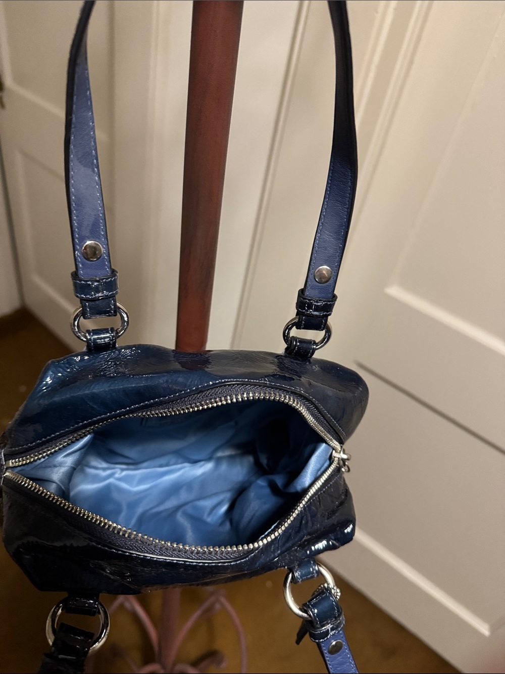 Coach Navy Patent Leather Satchel - Picture 10 of 10